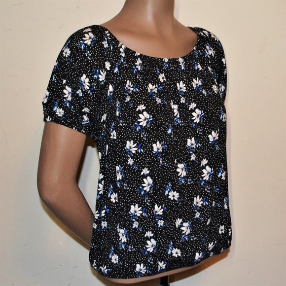 Arizona Jean Co Black Boho Floral Blouse NWT - Picture 2 of 3